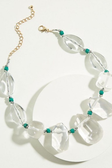 ANTHROPOLOGIE Unna Pebble Necklace | clear stone statement necklaces - flipped