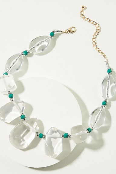 ANTHROPOLOGIE Unna Pebble Necklace | clear stone statement necklaces