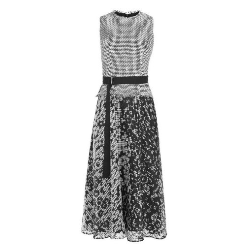 L.K. Bennett VIVIENE BLACK WHITE COTTON DRESS / monochrome print sleeveless dresses - flipped