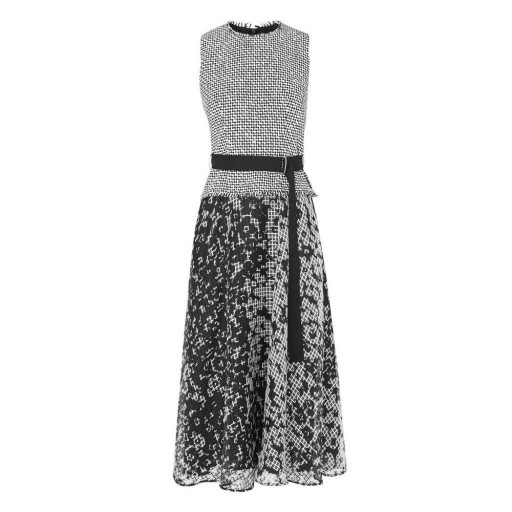L.K. Bennett VIVIENE BLACK WHITE COTTON DRESS / monochrome print sleeveless dresses