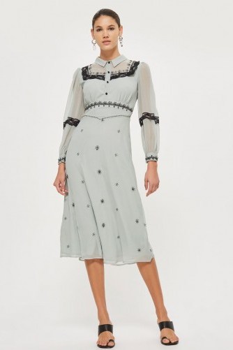 TOPSHOP Western Trim Midi Dress – vintage style dresses - flipped