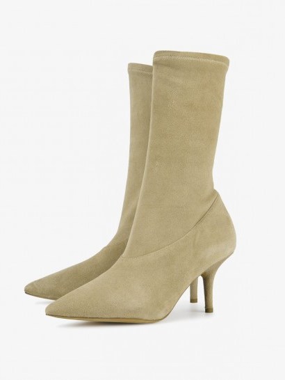 Yeezy Side-Zip Ankle Boots | beige mid-heel boot - flipped
