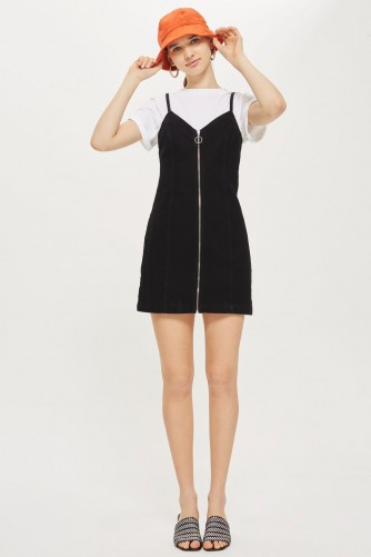 Topshop Zip Through Denim Dress | black strappy dresses