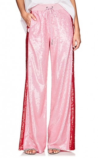 ALBERTA FERRETTI Pink Sequin-Embellished Track Pants – sports luxe fashion