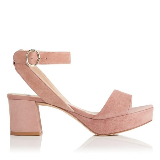 L.K. BENNETT ALIE DARK PINK SUEDE FORMAL SANDALS ~ feminine block heels