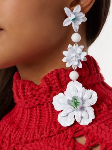 ISABEL MARANT Aloha off-white flower and bead-embellished earrings ~ extreme statement jewellery - flipped