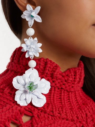 ISABEL MARANT Aloha off-white flower and bead-embellished earrings ~ extreme statement jewellery