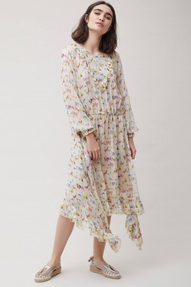 Ottod’Ame Ascella Ruffled Printed Midi Dress | floaty western print dresses | spring fashion - flipped