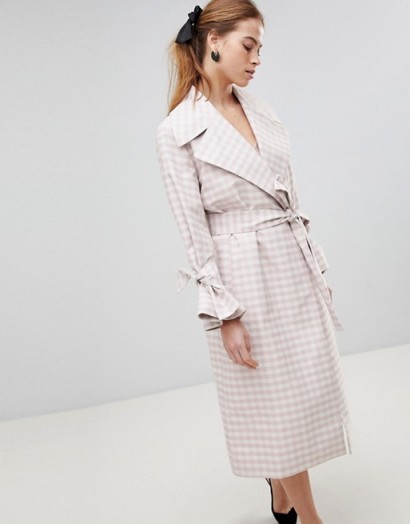 ASOS Gingham Belted Coat – pink and white check coats