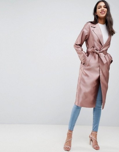 ASOS Satin Mac in Mink ~ luxe style wrap coats - flipped