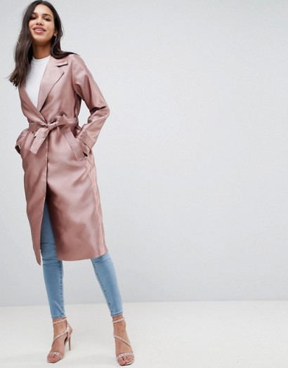 ASOS Satin Mac in Mink ~ luxe style wrap coats