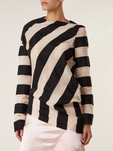 MARQUES’ALMEIDA Asymmetric-hem striped cotton-blend top | bold stripes - flipped