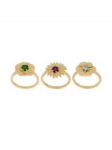AURELIE BIDERMANN 18kt yellow gold Bouquet set of rings | floral jewellery