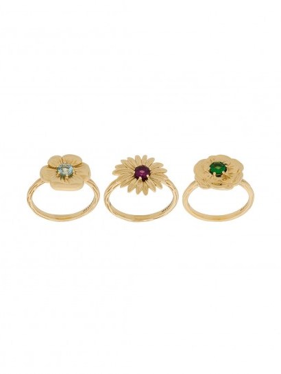 AURELIE BIDERMANN 18kt yellow gold Bouquet set of rings | floral jewellery - flipped