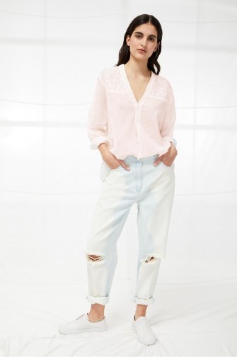 FRENCH CONNECTION AVEA FLEUR LACE SHIRT in BARLEY PINK - flipped