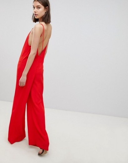 BA&SH Wide Leg Jumpsuit | red strappy low back jumpsuits - flipped