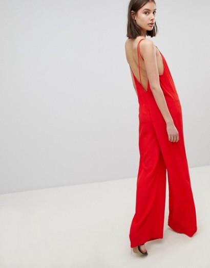 BA&SH Wide Leg Jumpsuit | red strappy low back jumpsuits