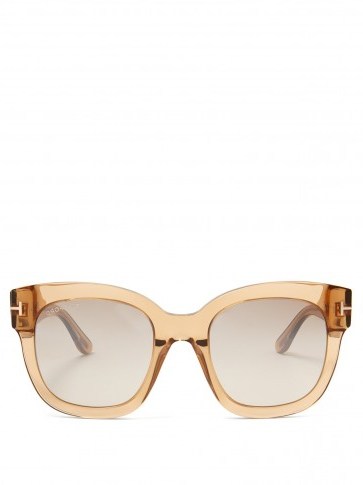 TOM FORD EYEWEAR Beatrix square-frame sunglasses ~ 70s style chic eyewear ~ transparent acetate frames - flipped