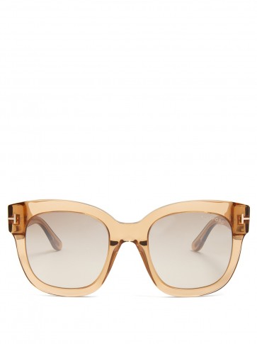 TOM FORD EYEWEAR Beatrix square-frame sunglasses ~ 70s style chic eyewear ~ transparent acetate frames
