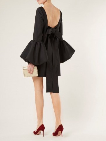VALENTINO Bell-sleeve silk-crepe dress ~ lbd ~ event glamour - flipped
