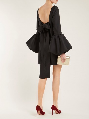 VALENTINO Bell-sleeve silk-crepe dress ~ lbd ~ event glamour