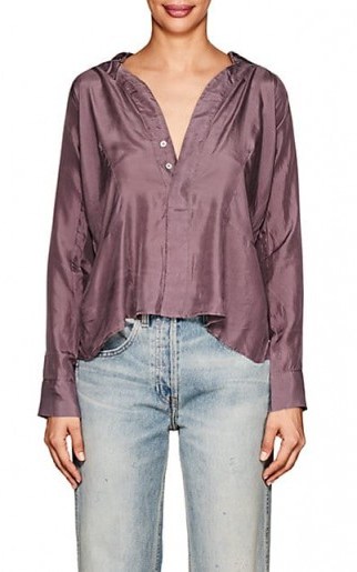 BEN TAVERNITI UNRAVEL PROJECT Purple Silk Blouse – luxe shirts - flipped
