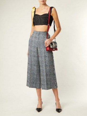 ERDEM Beth checked frayed-edged cropped trousers – Prince of Wales check - flipped