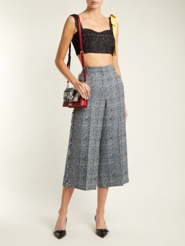ERDEM Beth checked frayed-edged cropped trousers – Prince of Wales check