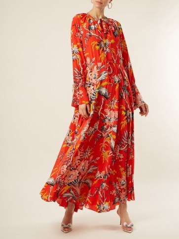 DIANE VON FURSTENBERG Bethany orange floral-print silk dress ~ feminine and floaty - flipped
