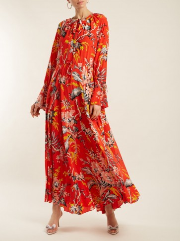 DIANE VON FURSTENBERG Bethany orange floral-print silk dress ~ feminine and floaty
