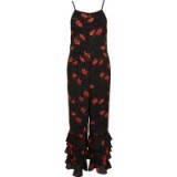 River Island Black floral print tiered frill cami jumpsuit ~ strappy jumpsuits