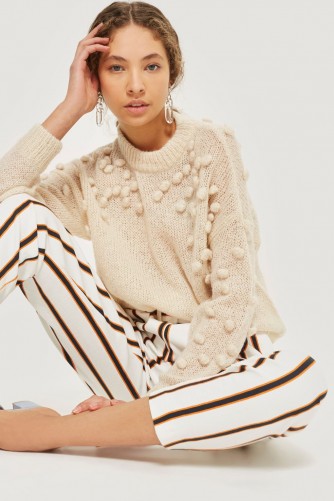 Selected Femme Bobble Knitted Cream Jumper | crew neck sweaters