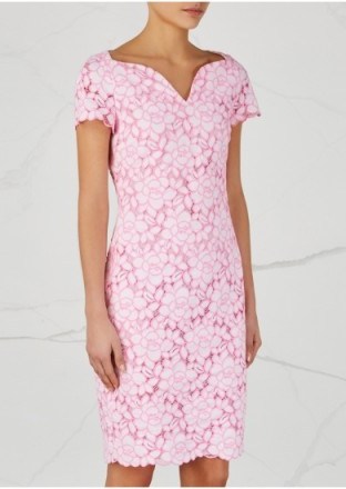 BOUTIQUE MOSCHINO Pink and white sweetheart neckline lace dress - flipped