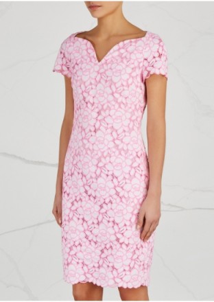 BOUTIQUE MOSCHINO Pink and white sweetheart neckline lace dress