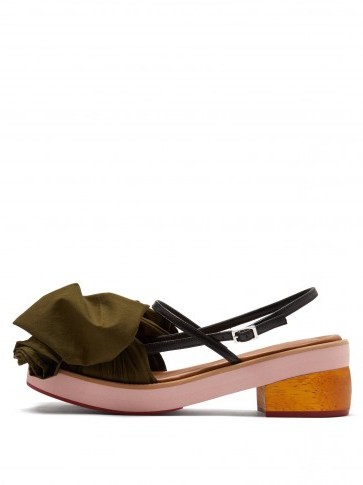 MARNI Bow-embellished leather sandals ~ chic wooden heel summer shoes - flipped