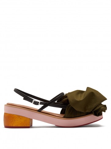 MARNI Bow-embellished leather sandals ~ chic wooden heel summer shoes