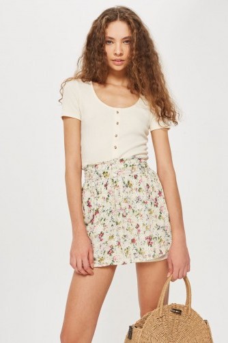 Topshop Broderie Print Mini Skirt | gathered waist floral skirts - flipped