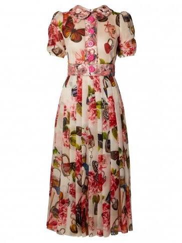 DOLCE & GABBANA Butterfly and padlock-brocade midi dress ~ beautiful vintage style dresses - flipped