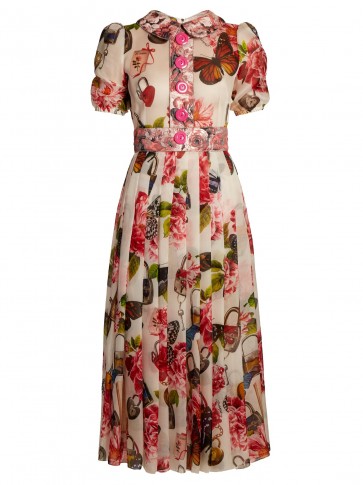 DOLCE & GABBANA Butterfly and padlock-brocade midi dress ~ beautiful vintage style dresses