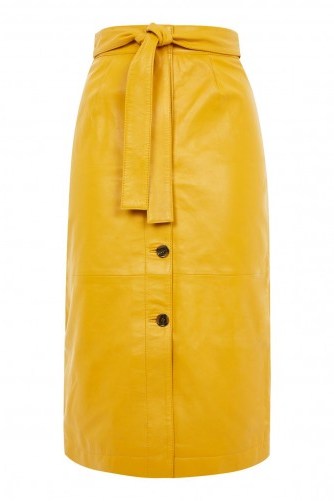 TOPSHOP Button Through Midi Skirt / yellow tie waist skirts - flipped