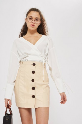 Topshop Button Through Mini Skirt | cream high waist skirts