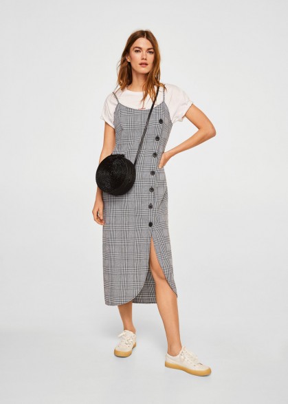 MANGO Buttoned check dress | checked print cami dresses