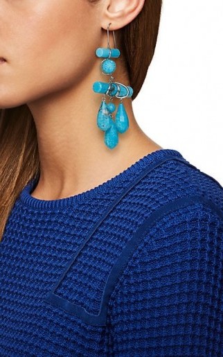 CALVIN KLEIN 205W39NYC Imitation-Turquoise Drop Earrings ~ blue stone statement jewellery - flipped