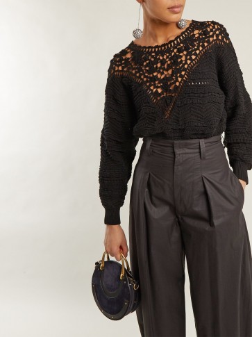 ISABEL MARANT Camden black crochet cotton sweater ~ feminine knitwear
