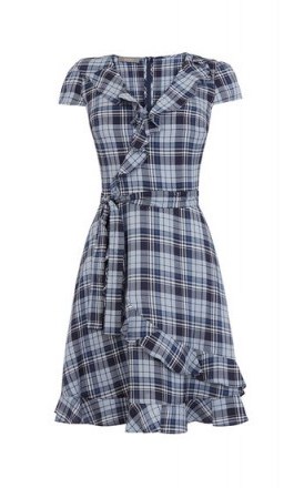 OASIS CHECK TEA DRESS | plaid print frill trim dresses | spring style fashion - flipped