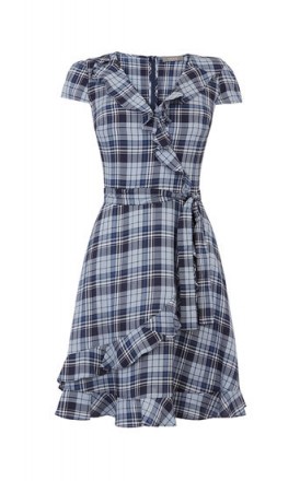 OASIS CHECK TEA DRESS | plaid print frill trim dresses | spring style fashion