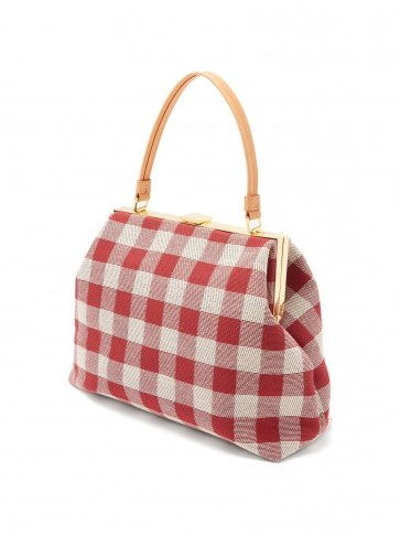 MANSUR GAVRIEL Checker Elegant top-handle canvas bag ~ red and white check vintage style handbags - flipped