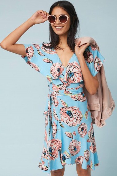 Plenty By Tracy Reese Cherry Blossom Wrap Dress | blue floral spring dresses - flipped