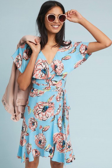 Plenty By Tracy Reese Cherry Blossom Wrap Dress | blue floral spring dresses