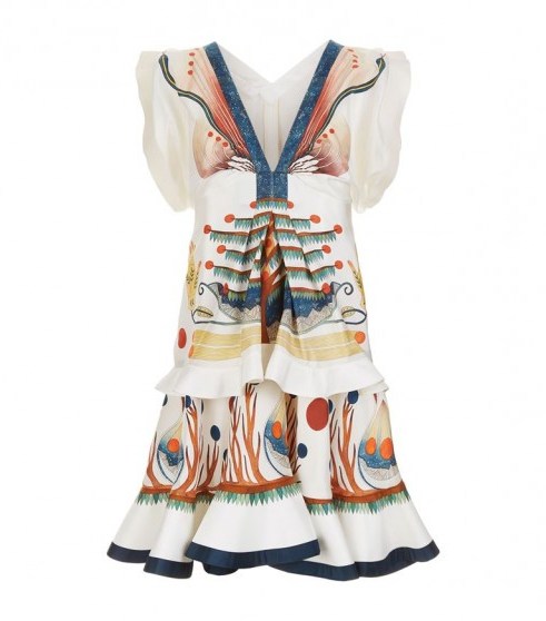 Chloé Surreal Print Tiered Dress ~ ivory fluted dresses - flipped